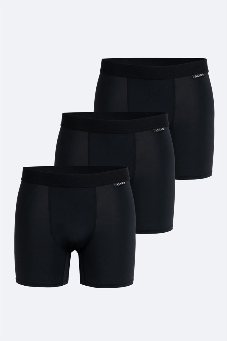 AYME 3-Pack Boxer Briefs Black — men's boxer trunks, mid-thigh length