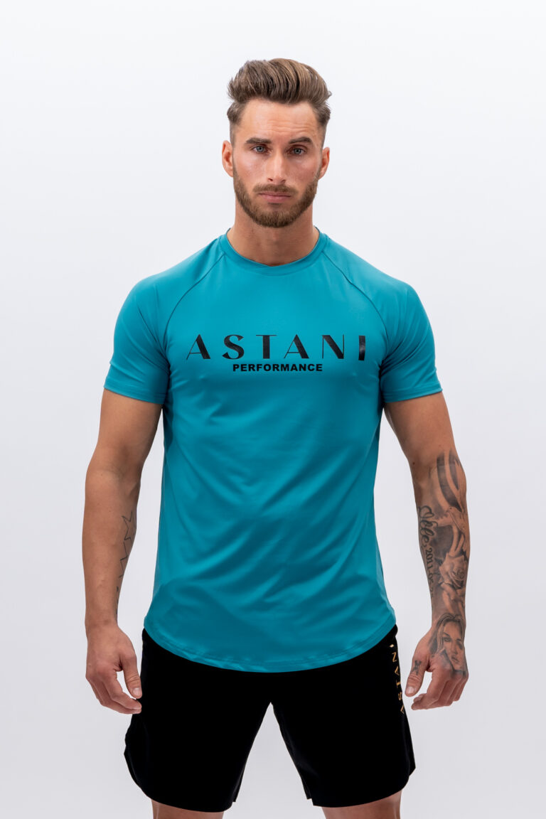 Men's FORZA Performance T-Shirt teal — front view, athletic fit