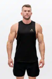 Men's META Tank Top black — front view, tailored athletic fit