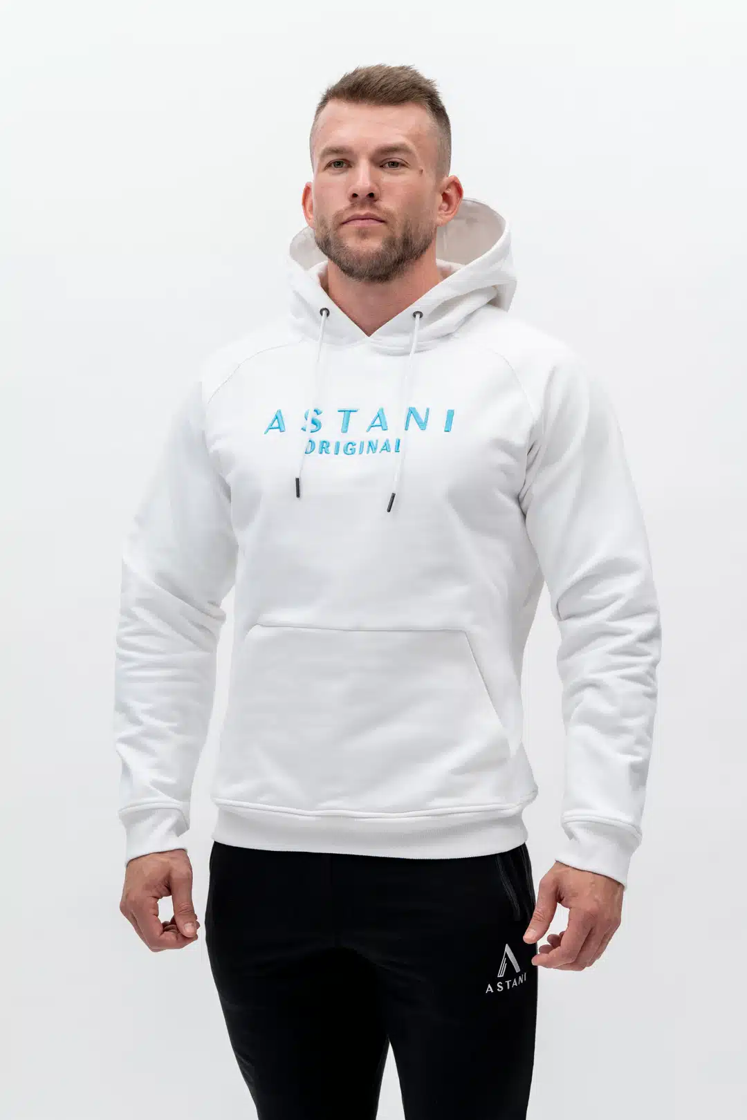 Men's MASSIMO Oversized Hoodie white — front view, dropped shoulders