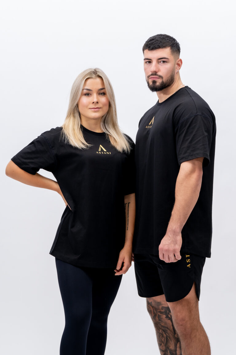 Unisex AMPIO Oversize T-Shirt black — front view, loose oversize fit