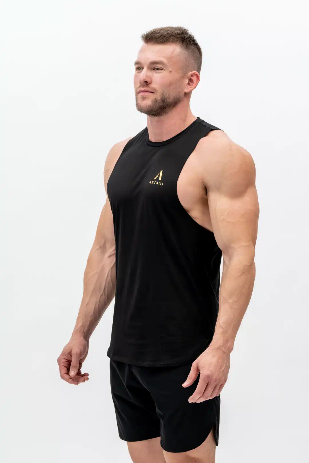 META Tank Top Black — back view, sleeveless cut