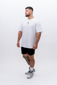 Side Unisex Vit Oversize T-shirt Ampio