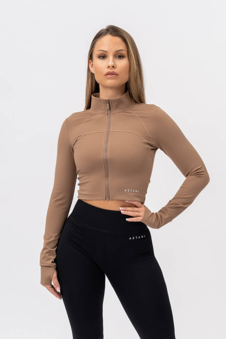 CHIC Cropped Jacket Brown — Astani Wear premium activewear