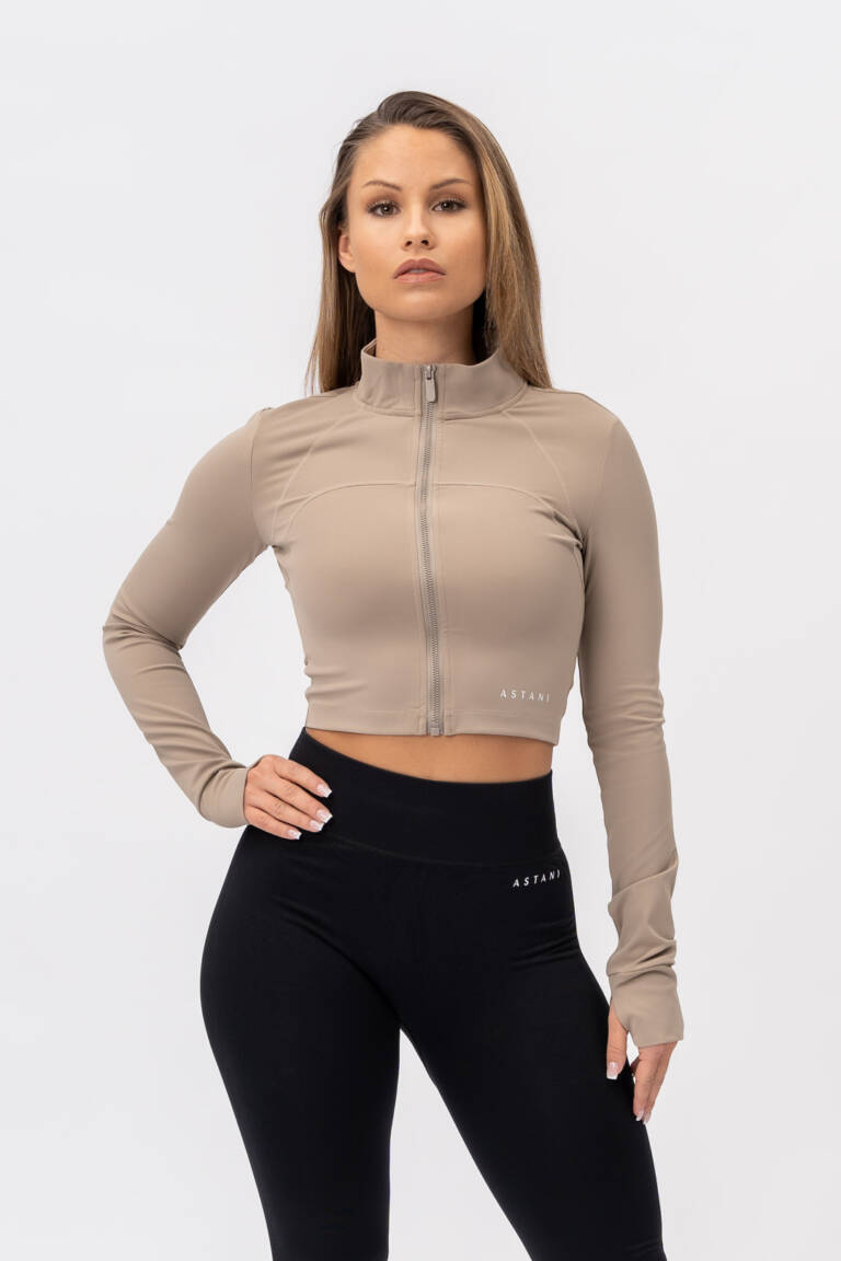 CHIC Cropped Jacket Sand — Astani Wear premium activewear