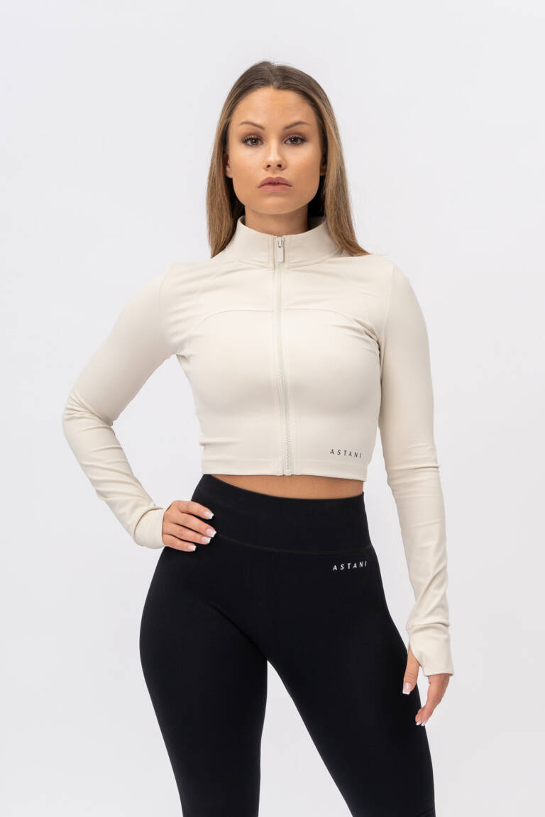 CHIC Cropped Jacket White — Astani Wear premium activewear