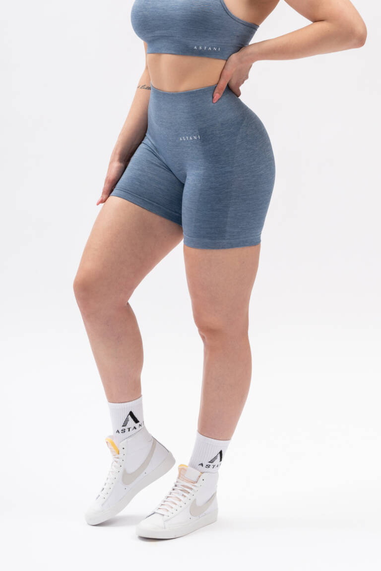 Women's BLISS Scrunch Shorts blue — front view, no front seam