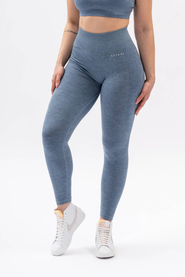 Women's BLISS Scrunch Tights blue — front view, no front seam