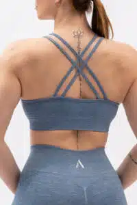 BLISS Top Blue — back view, spaghetti strap detail