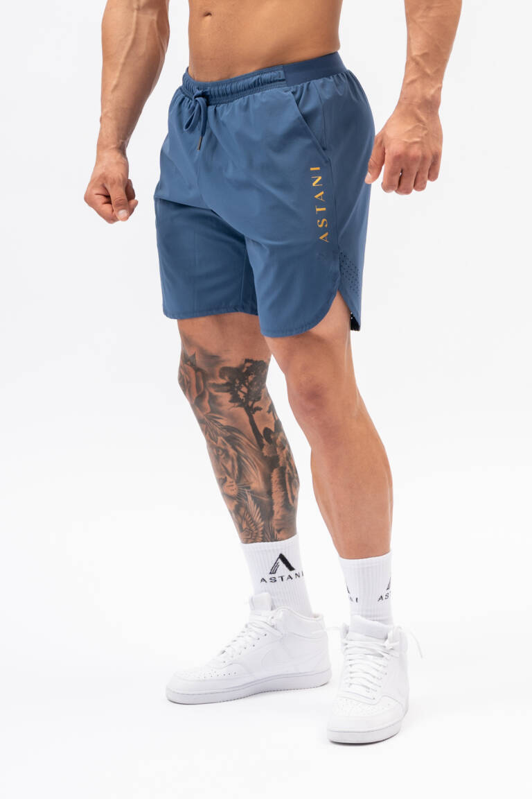 Men's VELOCE Shorts blue — front view, athletic fit