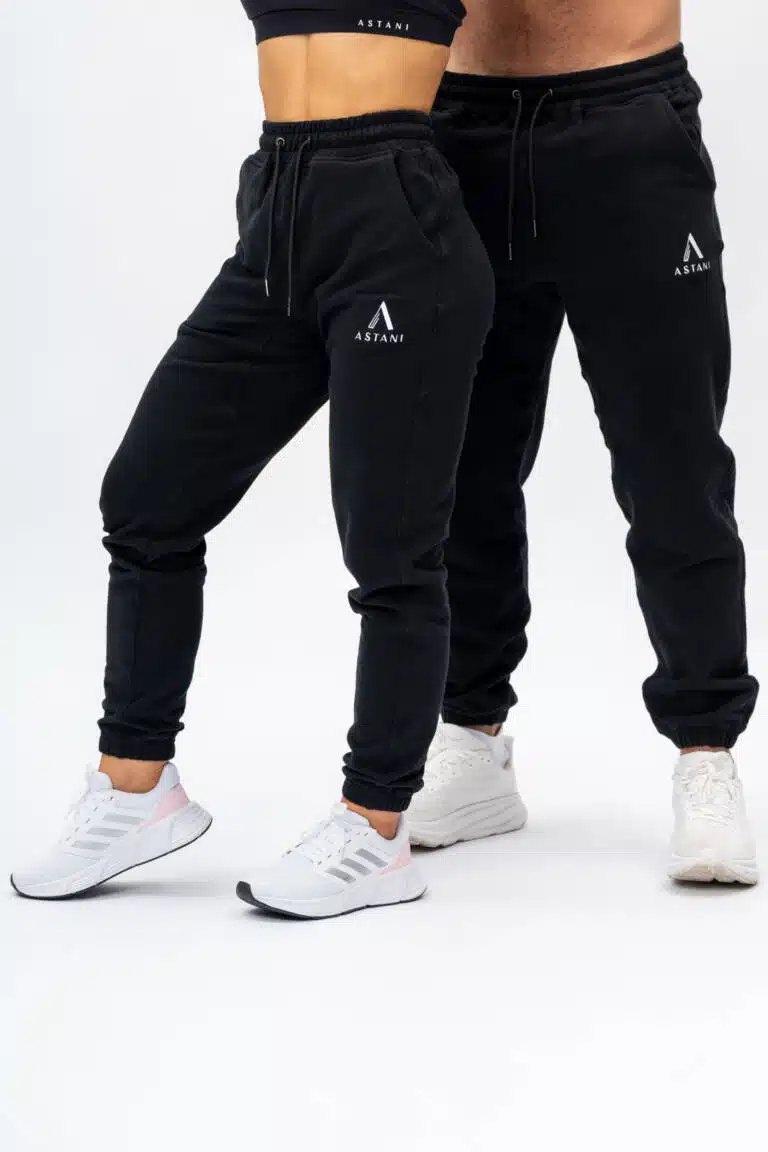 Unisex MODENA Sweatpants black — front view, tapered ankle