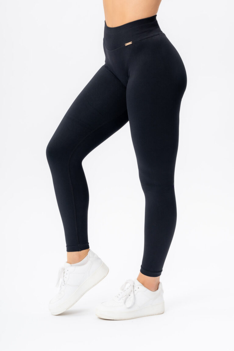 Women's SENSE Scrunch Tights black — front view, no front seam