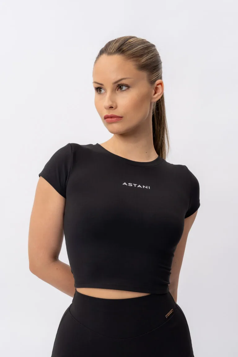 Women's DIVINE T-Shirt black — front view, slim athletic fit