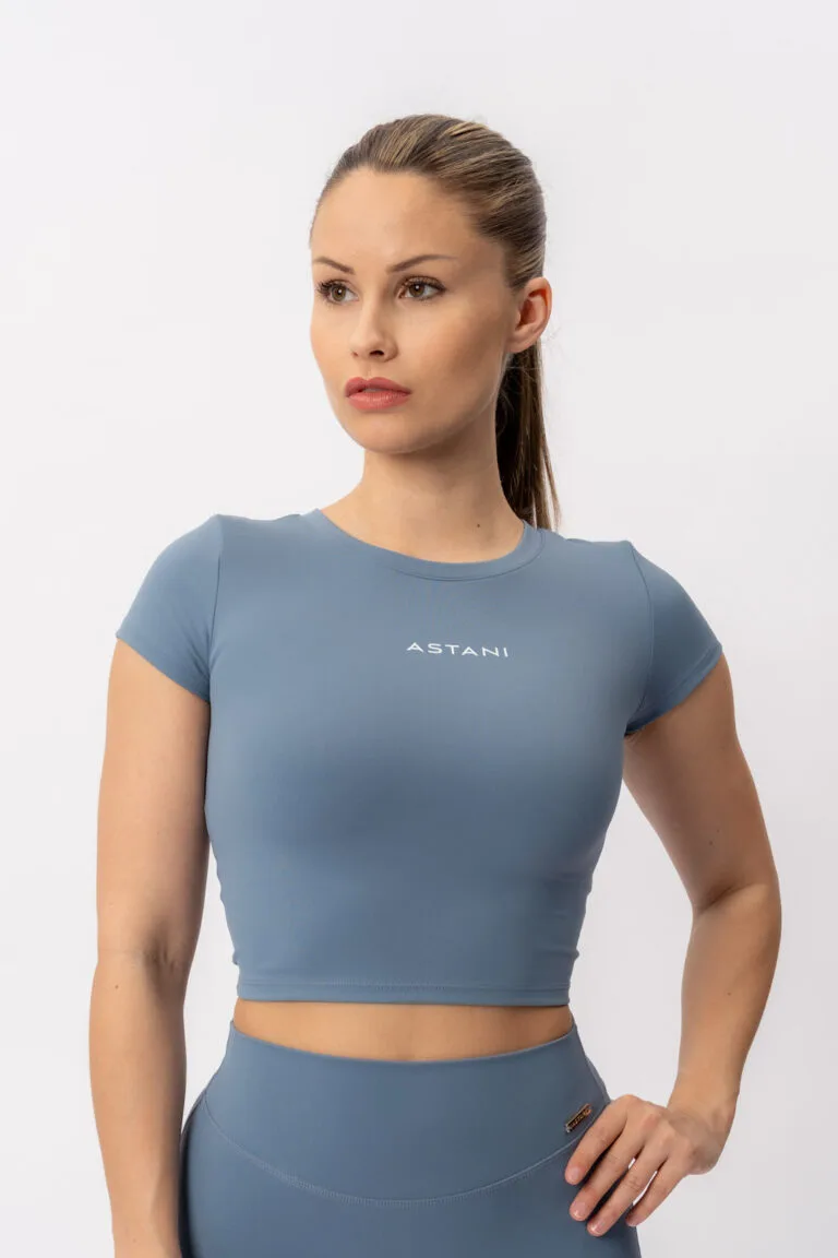 Women's DIVINE T-Shirt blue — front view, slim athletic fit