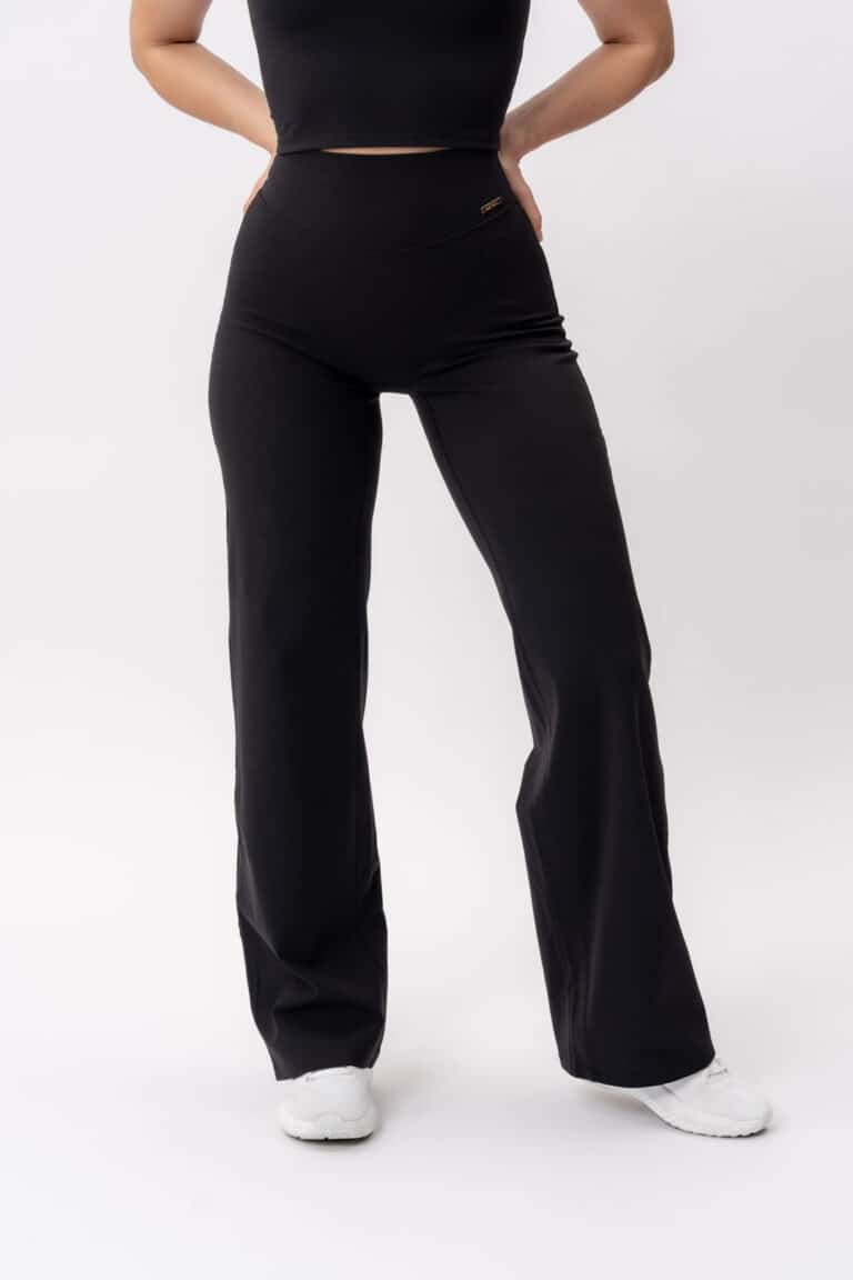 Women's DIVINE Wide Flared Tights black — front view, no front seam