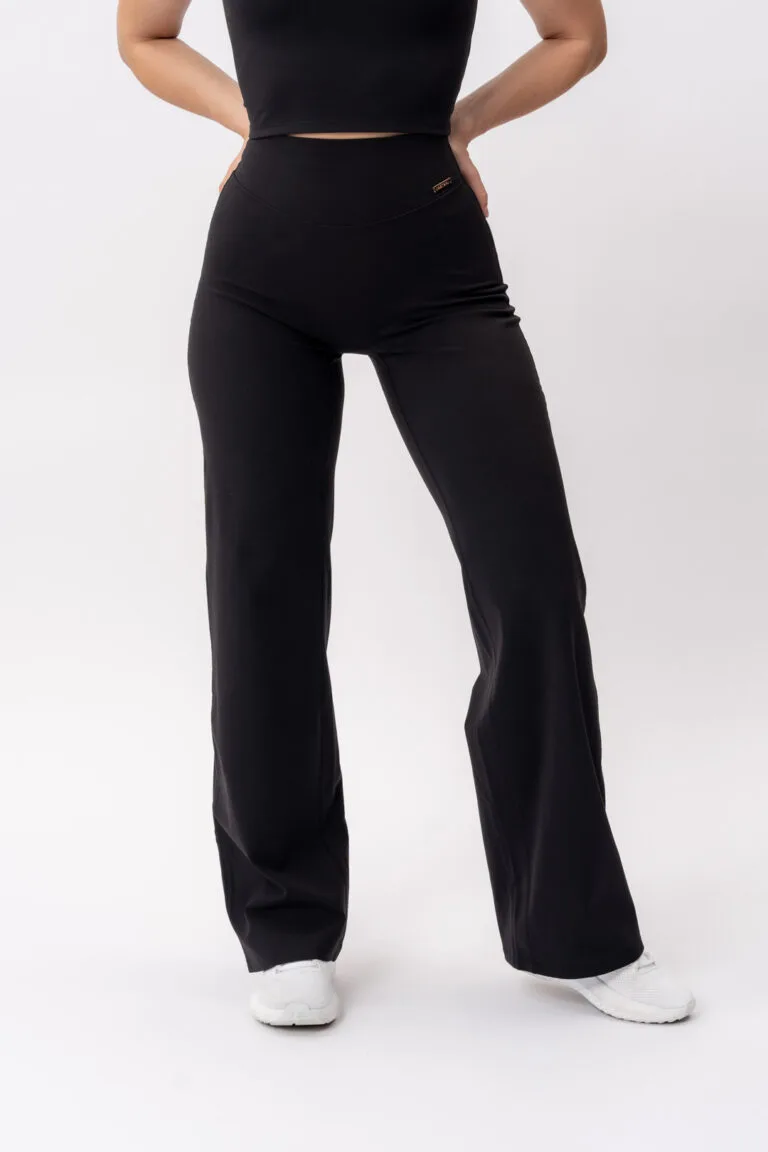 Women's DIVINE Wide Flared Tights black — front view, no front seam