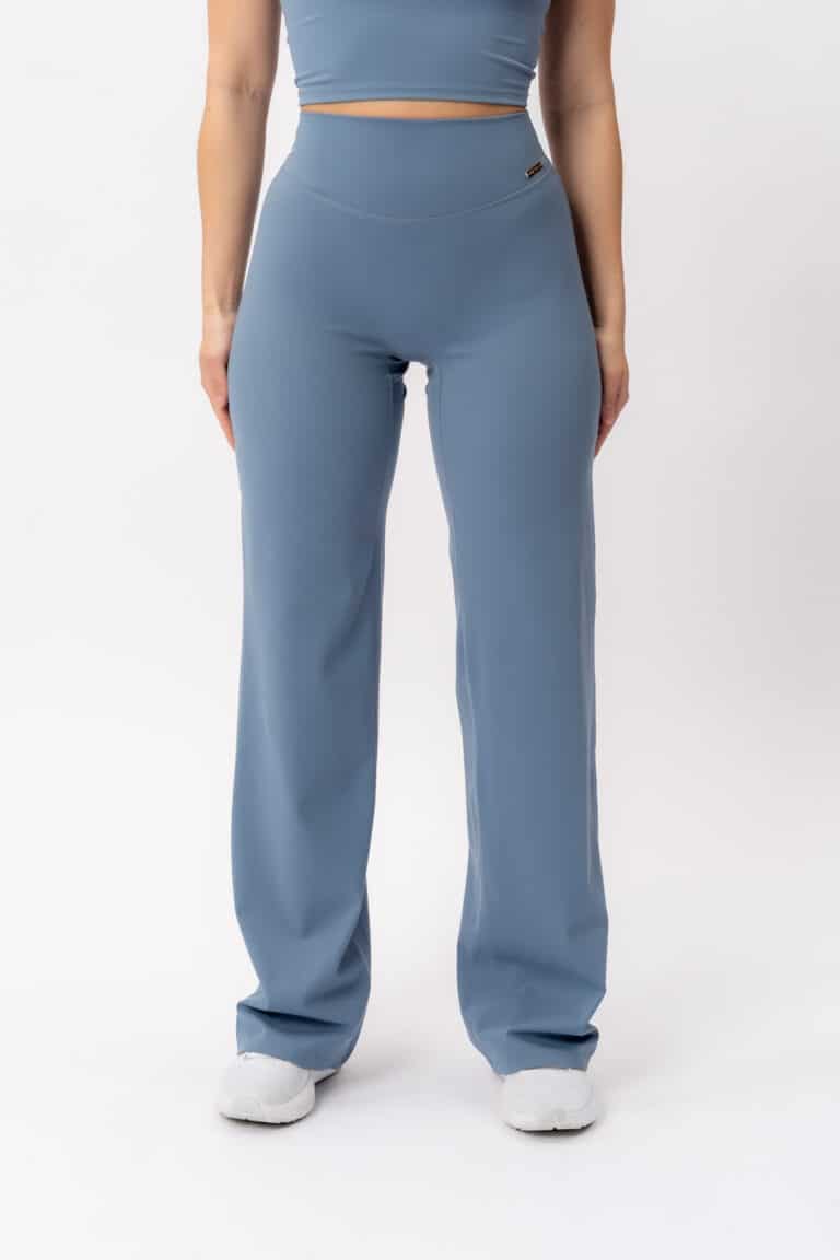 Women's DIVINE Wide Flared Tights blue — front view, no front seam